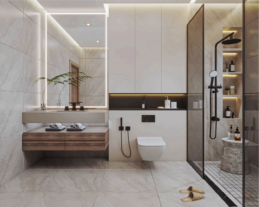 Wardrobe design in the Nairutya (South-West) zone for Vastu stability.